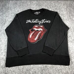 the Rolling Stones Black Crewneck Sweatshirt with Red Tongue Logo